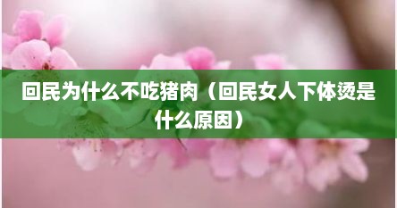 回民为什么不吃猪肉（回民女人下体烫是什么原因）