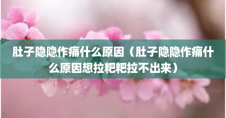 肚子隐隐作痛什么原因（肚子隐隐作痛什么原因想拉粑粑拉不出来）