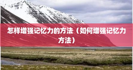 怎样增强记忆力的方法（如何增强记忆力方法）