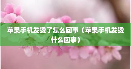 苹果手机发烫了怎么回事（苹果手机发烫什么回事）
