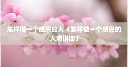 怎样做一个感恩的人（怎样做一个感恩的人演讲词）