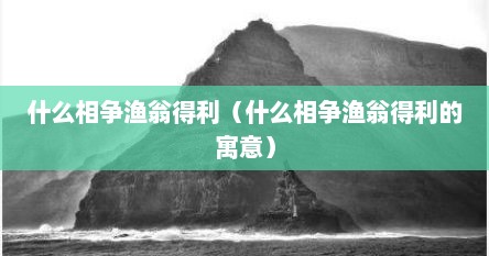 什么相争渔翁得利（什么相争渔翁得利的寓意）