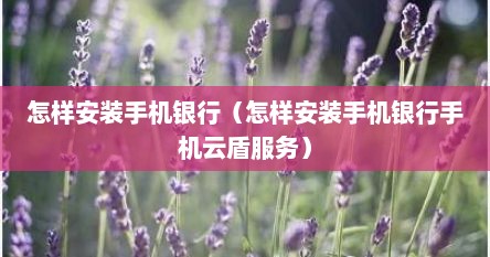 怎样安装手机银行（怎样安装手机银行手机云盾服务）