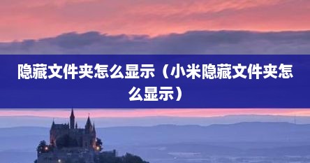 隐藏文件夹怎么显示（小米隐藏文件夹怎么显示）