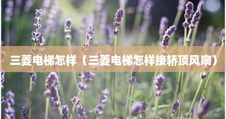 三菱电梯怎样（三菱电梯怎样接轿顶风扇）