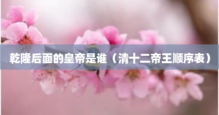 乾隆后面的皇帝是谁（清十二帝王顺序表）