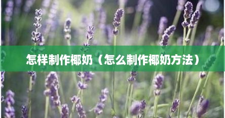 怎样制作椰奶（怎么制作椰奶方法）