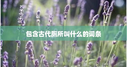 包含古代厕所叫什么的词条