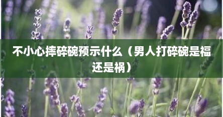 不小心摔碎碗预示什么（男人打碎碗是福还是祸）