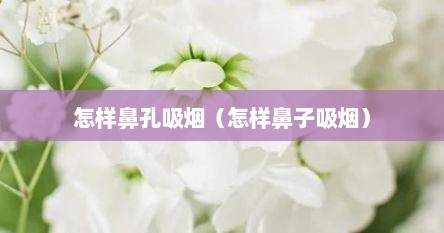 怎样鼻孔吸烟（怎样鼻子吸烟）