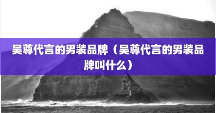吴尊代言的男装品牌（吴尊代言的男装品牌叫什么）
