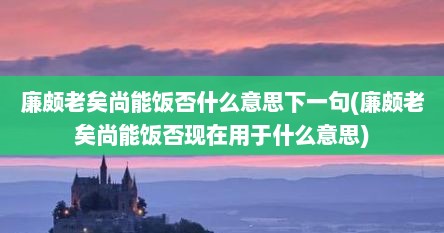 廉颇老矣尚能饭否什么意思下一句(廉颇老矣尚能饭否现在用于什么意思)