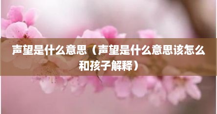 声望是什么意思（声望是什么意思该怎么和孩子解释）
