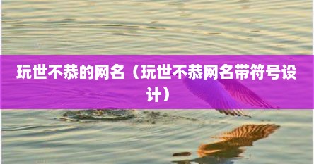 玩世不恭的网名（玩世不恭网名带符号设计）