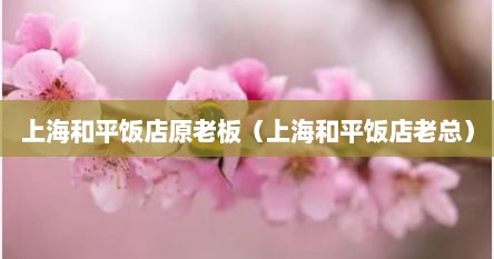 上海和平饭店原老板（上海和平饭店老总）