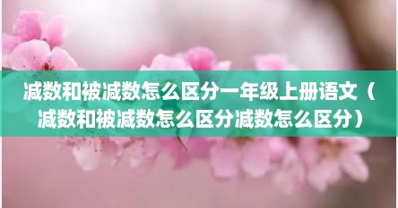 减数和被减数怎么区分一年级上册语文（减数和被减数怎么区分减数怎么区分）