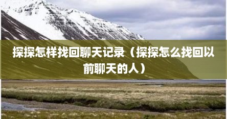 探探怎样找回聊天记录（探探怎么找回以前聊天的人）