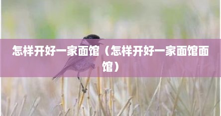 怎样开好一家面馆（怎样开好一家面馆面馆）