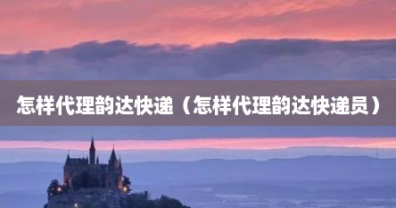 怎样代理韵达快递（怎样代理韵达快递员）