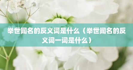举世闻名的反义词是啥（举世闻名的反义词是啥呀）