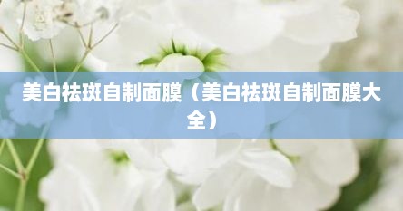 美白祛斑自制面膜（美白祛斑自制面膜大全）