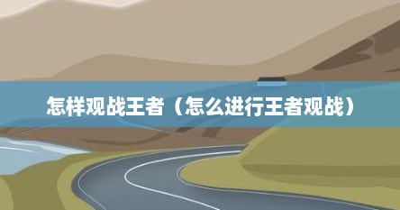 怎样观战王者（怎么进行王者观战）