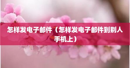 怎样发电子邮件（怎样发电子邮件到别人手机上）