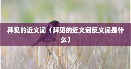 拜见的近义词（拜见的近义词反义词是什么）