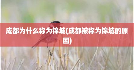 成都为什么称为锦城(成都被称为锦城的原因)