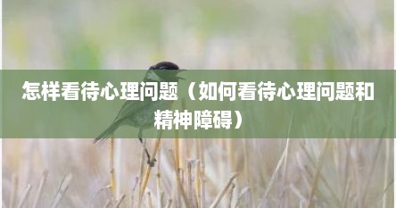 怎样看待心理问题（如何看待心理问题和精神障碍）