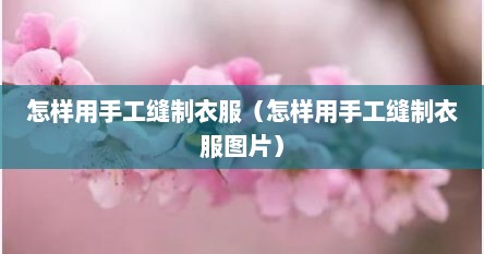 怎样用手工缝制衣服（怎样用手工缝制衣服图片）