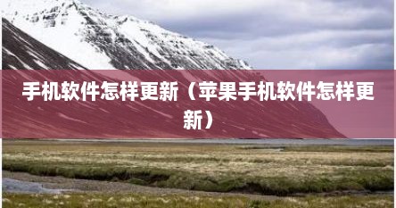 苹果手机上的软件怎么更新版本（iphone手机软件怎么更新软件）