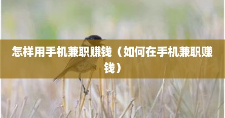 怎样用手机兼职赚钱（如何在手机兼职赚钱）
