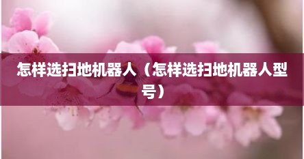 怎样选扫地机器人（怎样选扫地机器人型号）