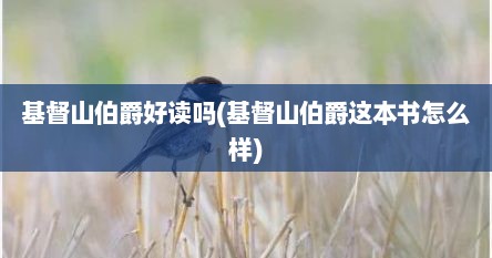 基督山伯爵好读吗(基督山伯爵这本书怎么样)
