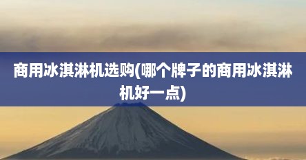 商用冰淇淋机选购(哪个牌子的商用冰淇淋机好一点)