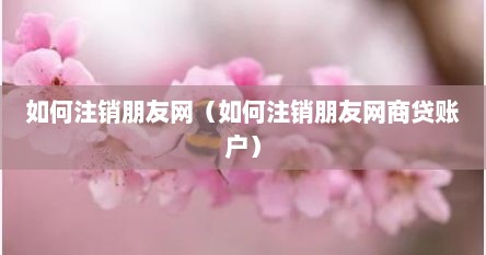 如何注销朋友网（如何注销朋友网商贷账户）