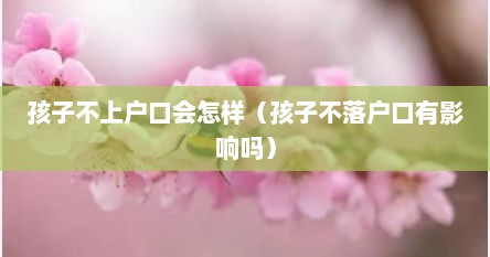 孩子不上户口会怎样（孩子不落户口有影响吗）