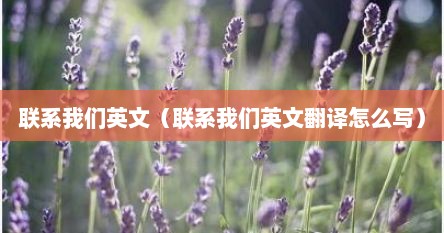 联系我们英文（联系我们英文翻译怎么写）