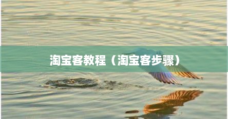 淘宝客教程（淘宝客步骤）