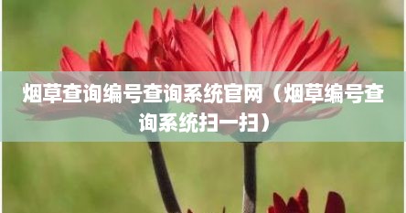 烟草编号怎么查询（烟草查询码官网）