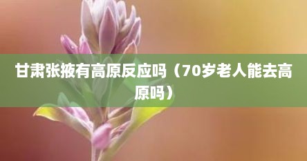 甘肃张掖有高原反应吗（70岁老人能去高原吗）