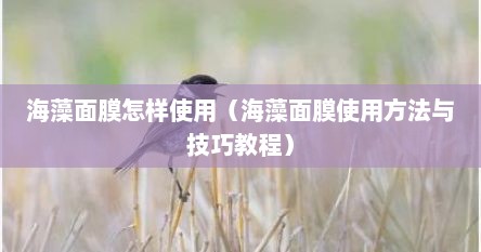 海藻面膜怎样使用（海藻面膜使用方法与技巧教程）