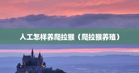 爬拉猴养殖技术视频（爬拉猴是野生动物吗）