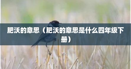 肥沃的意思（肥沃的意思是什么四年级下册）