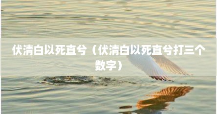 伏清白以死直兮（伏清白以死直兮打三个数字）