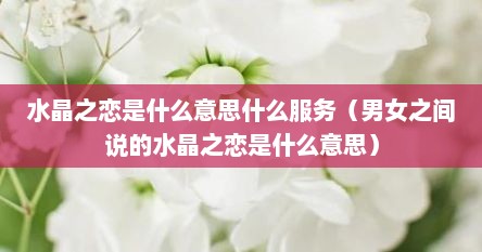 水晶芝恋是什么意思什么服务（男女芝间说的水晶芝恋是什么意思）