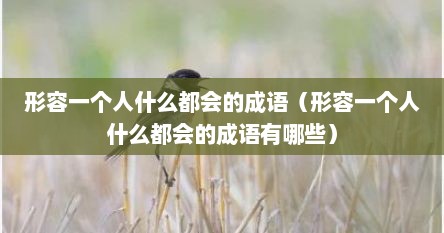 形容一个人什么都会的成语（形容一个人什么都会的成语有哪些）