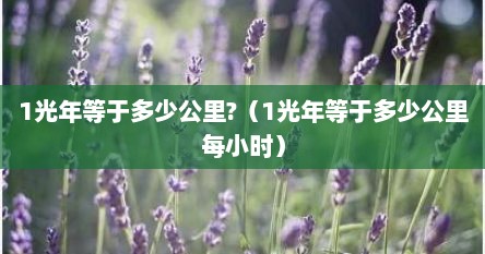 1光年等于多少公里?（1光年等于多少公里每小时）