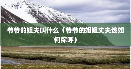 爷爷的姐夫叫什么（爷爷的姐姐丈夫该如何称呼）